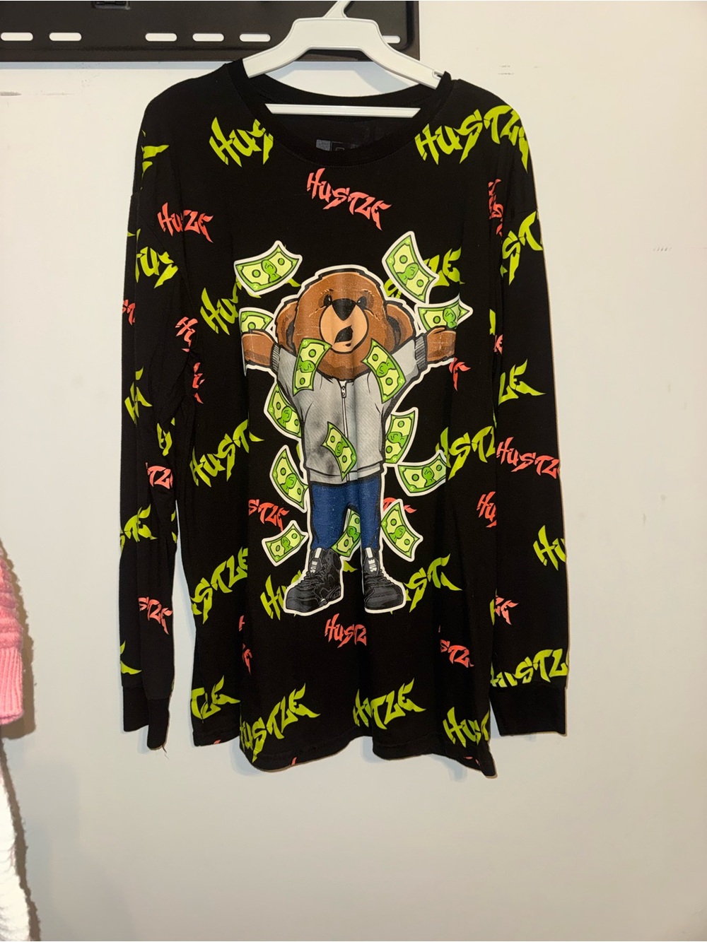 Black Graphic Bear shirt with Neon Print